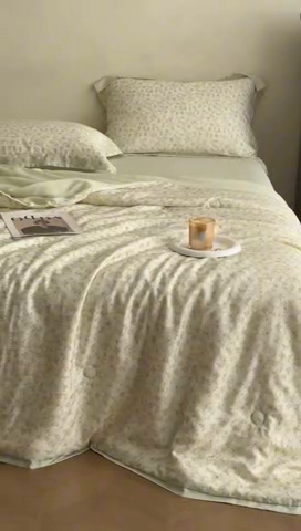 91家纺网 家纺一手货源 找家纺 黛舒家居 2025新款天丝印花夏被四件套 溪涧花