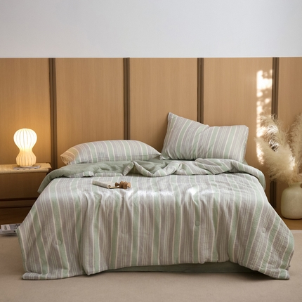 91家纺网 家纺一手货源 找家纺 （总）一加一 2025新款A类母婴级水洗全棉无印双层皱皱纱牛奶蛋白夏被四件套