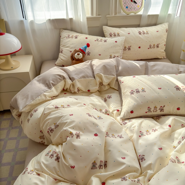 91家纺网 家纺一手货源 找家纺 清雅福 2025全棉13372小清新四件套和单被套早春系列第二批--四件套 小美满