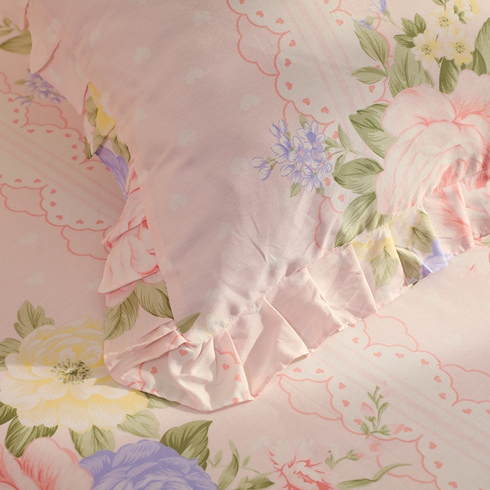 91家纺网 家纺一手货源 找家纺 美达家纺 2025新款全棉印花单床裙 绮梦花源