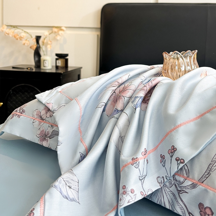 91家纺网 家纺一手货源 找家纺 帛美家纺 2025新款40S莱赛尔天丝棉数码印花四件套 花拾