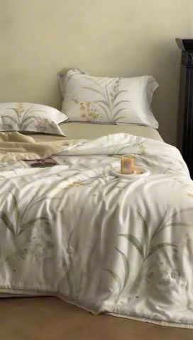 91家纺网 家纺一手货源 找家纺 黛舒家居 2025新款天丝印花夏被四件套 寻春色