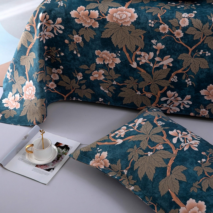 91家纺网 家纺一手货源 找家纺 帛洵2025新款原棉老粗布床单 静夜花开