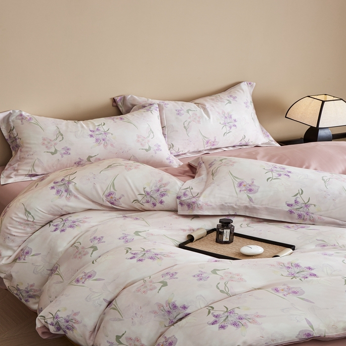 91家纺网 家纺一手货源 找家纺 顾家家居 2025新款莱塞尔数码印花四件套 茹伊