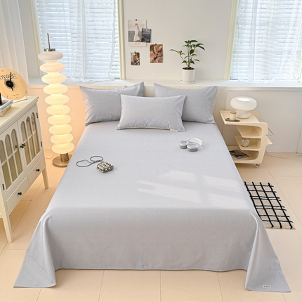 眠博士2025新款全棉老粗布床单 老粗布床单-细条灰