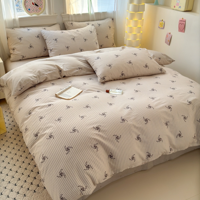 91家纺网 家纺一手货源 找家纺 清雅福 2025全棉13372小清新四件套和单被套早春系列第二批--四件套 醉晚风