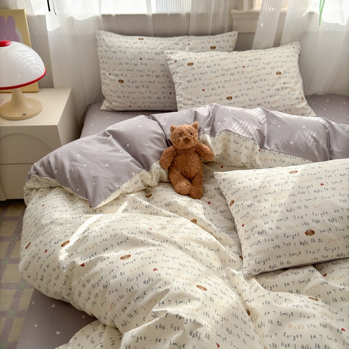 91家纺网 家纺一手货源 找家纺 清雅福 2025全棉13372小清新四件套和单被套早春系列第二批--四件套 甜心奶泡