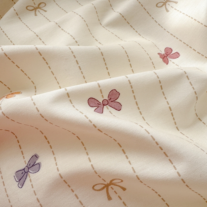 91家纺网 家纺一手货源 找家纺 清雅福 2025全棉13372小清新四件套和单被套早春系列第二批--四件套 糖果蝴蝶结