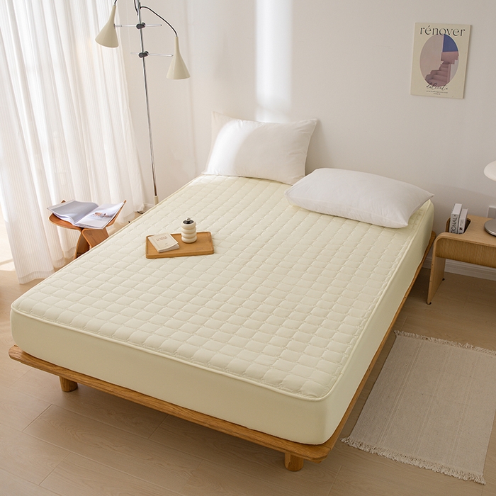 91家纺网 家纺一手货源 找家纺 帕芬鸟2024款A类原棉大豆纤维夹棉床笠 奶油黄