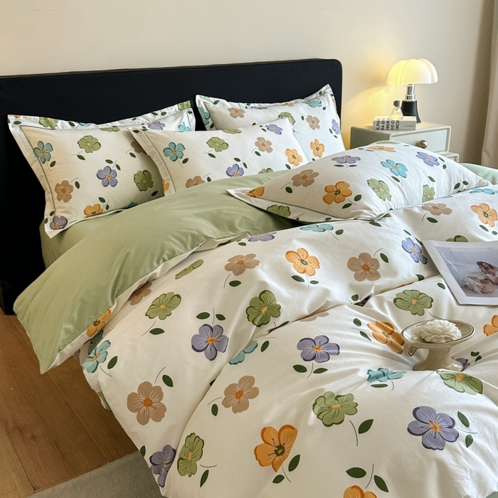 91家纺网 家纺一手货源 找家纺 格里芬家纺 2025新款全棉四件套13376纯棉印花四件套 心随花开