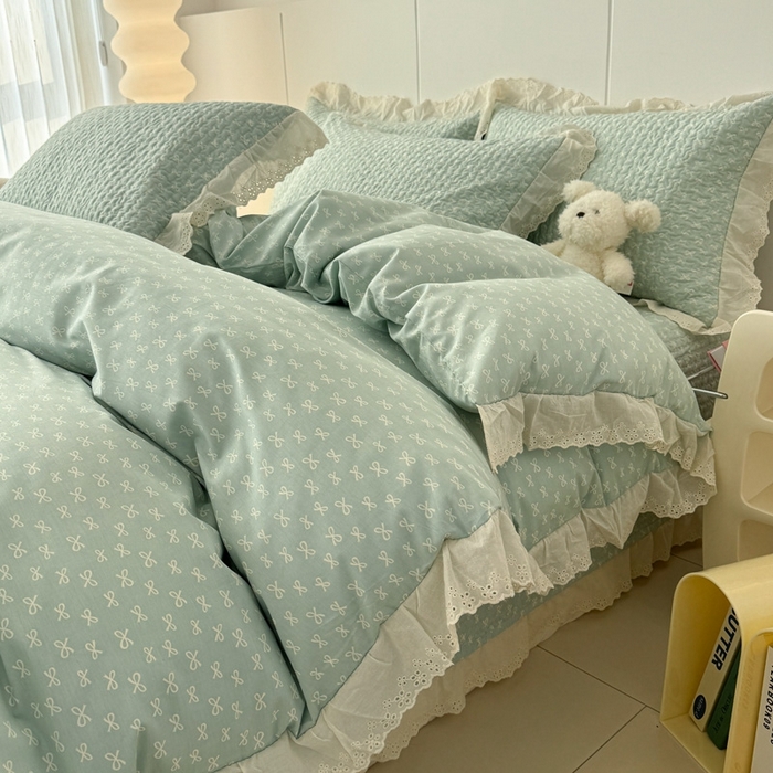 91家纺网 家纺一手货源 找家纺 添越 2024新款纯棉砂洗床盖恋曲兰