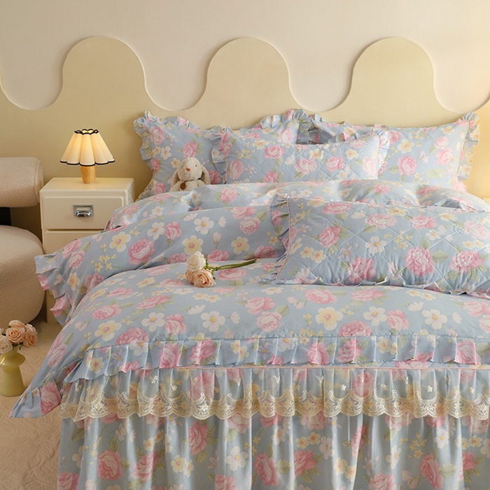 91家纺网 家纺一手货源 找家纺 （总）美达家纺 2025新款全棉印花半夹棉床裙四件套