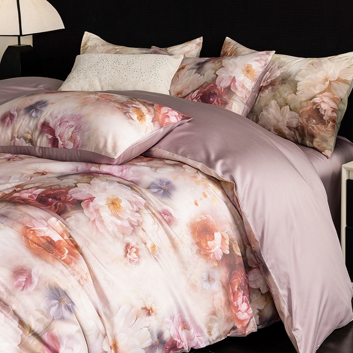 91家纺网 家纺一手货源 找家纺 立奥被业 2025新款60S数码印花四件套四件套 木兰紫