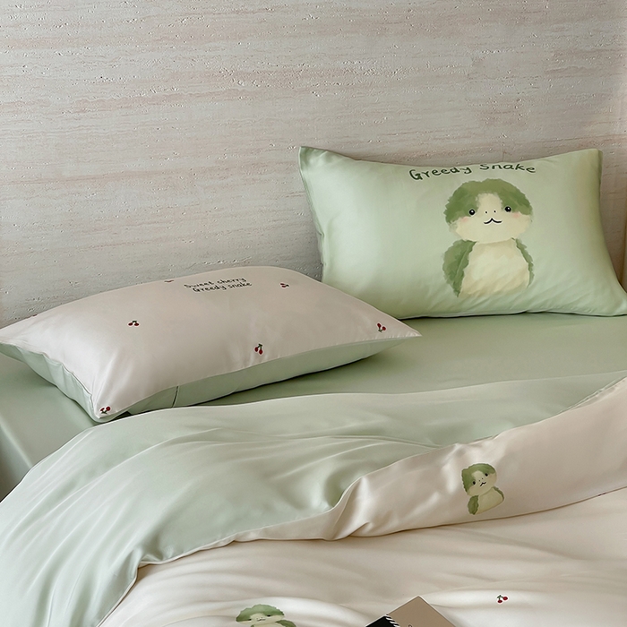 91家纺网 家纺一手货源 找家纺 （总）赫帛 2025新款60支天丝四件套-绿胖胖