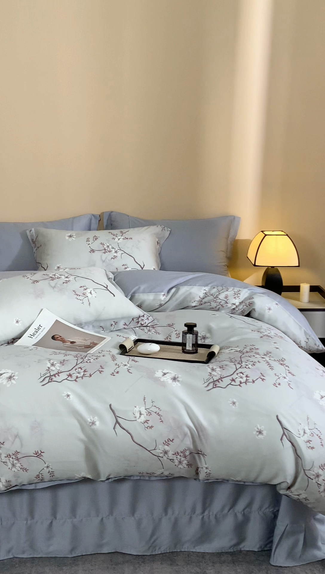 91家纺网 家纺一手货源 找家纺 顾家家居 2025新款莱塞尔数码印花四件套 微澜