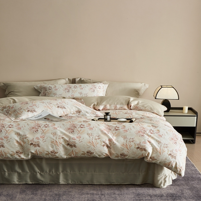 91家纺网 家纺一手货源 找家纺 顾家家居 2026新款莱塞尔数码印花四件套 蒙田