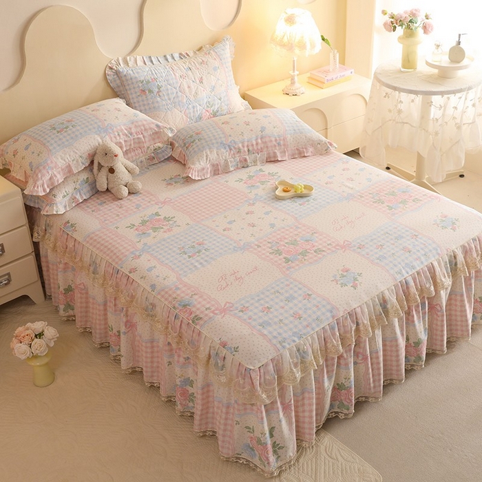 91家纺网 家纺一手货源 找家纺 美达家纺 2025新款全棉印花单床裙 悦动心妍