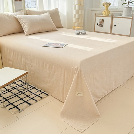 91家纺网 家纺一手货源 找家纺 眠博士2025新款全棉双层纱床单 双层纱床单-浅咖细条