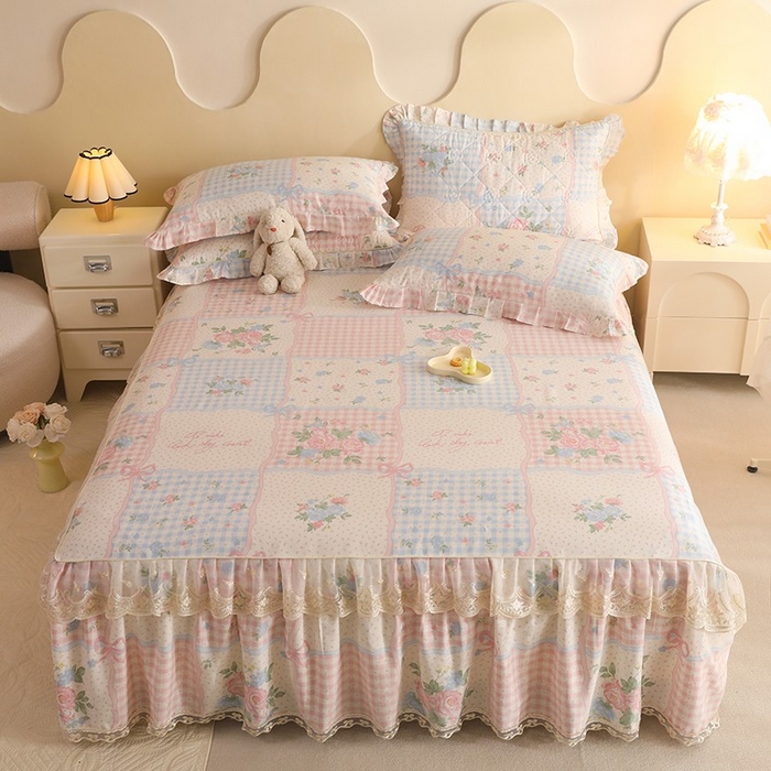 91家纺网 家纺一手货源 找家纺 美达家纺 2025新款全棉印花单床裙 悦动心妍