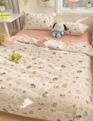 91家纺网 家纺一手货源 找家纺 老帅2025A类水洗双层纱夏被夏凉被空调被被芯直播爆款（有买家秀）奶芙汪汪