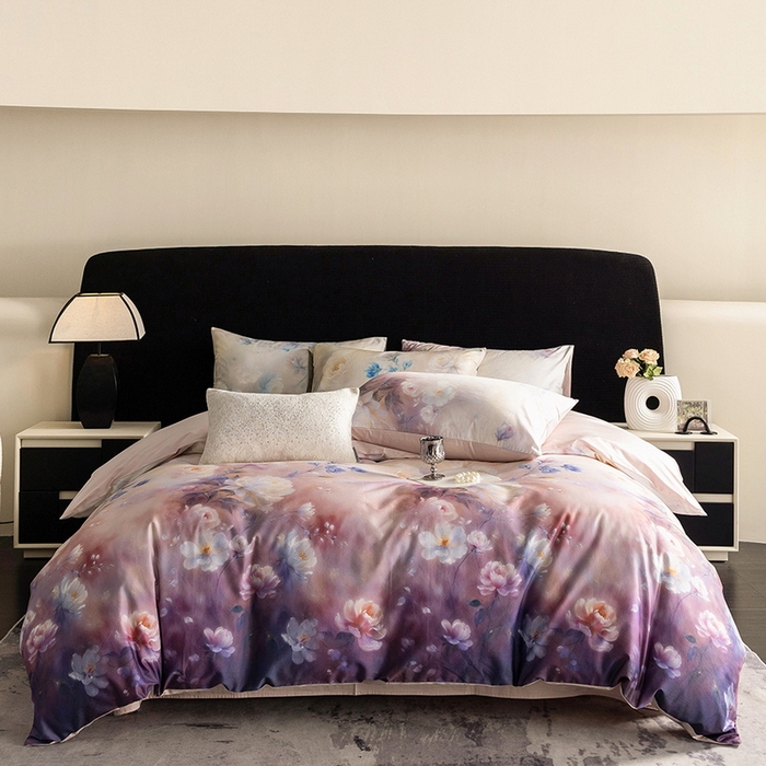 91家纺网 家纺一手货源 找家纺 立奥被业 2025新款60S数码印花四件套四件套 花仙粉