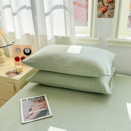 眠博士2025新款全棉双层纱单枕套  双层纱枕套-暮色绿