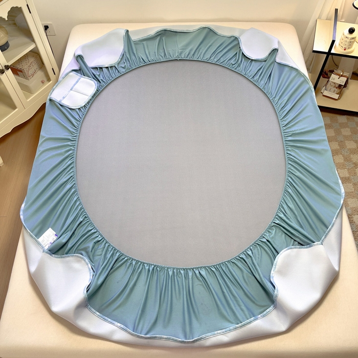 91家纺网 家纺一手货源 找家纺 鑫琪莱家纺 2025云母凉感冰丝席 床笠款-云母蓝