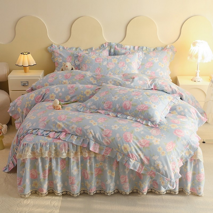 91家纺网 家纺一手货源 找家纺 （总）美达家纺 2025新款全棉印花床裙四件套