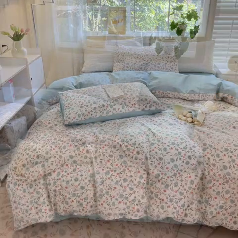 91家纺网 家纺一手货源 找家纺 清雅福 2025全棉13372小清新四件套和单被套早春系列第二批--四件套 西雅图