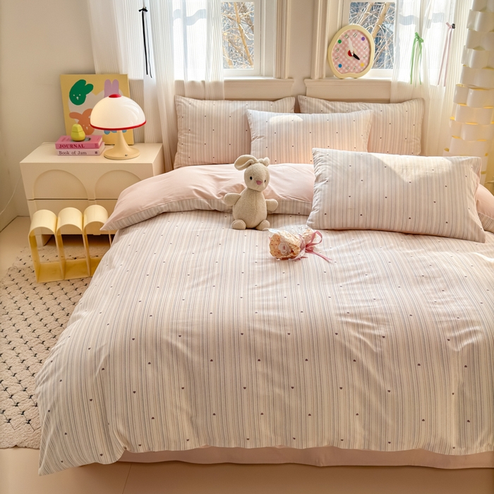 91家纺网 家纺一手货源 找家纺 清雅福 2025全棉13372小清新四件套和单被套早春系列第二批--四件套 渡心