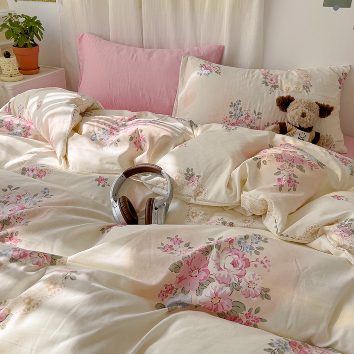 91家纺网 家纺一手货源 找家纺 仟人梦 2025新款水洗棉印花四件套 悦夏花季