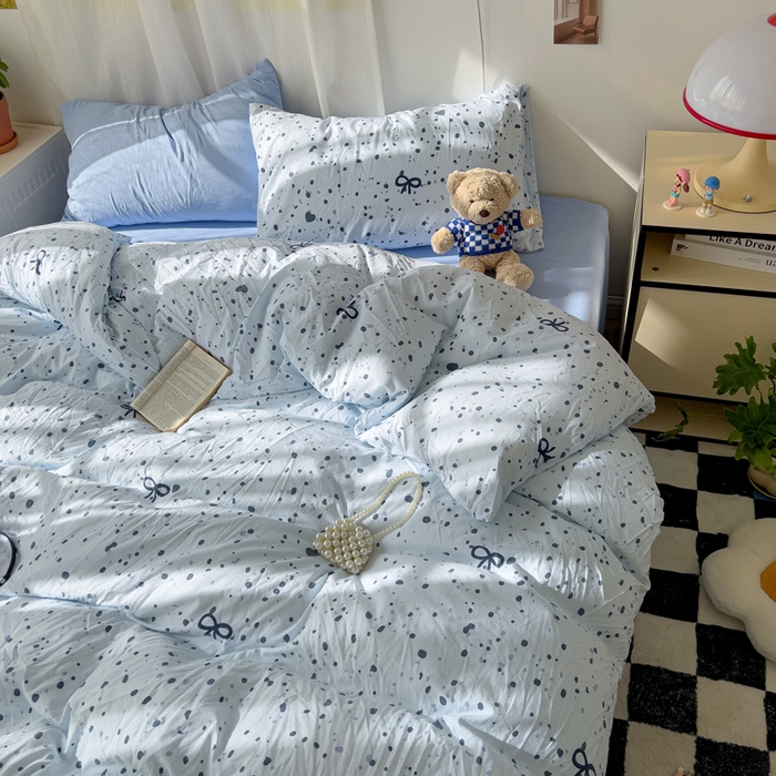 91家纺网 家纺一手货源 找家纺 仟人梦 2025新款水洗棉印花四件套 艺术之名-兰