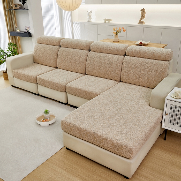 91家纺网 家纺一手货源 找家纺 逐日沙发套 2025提花沙发笠-欧艺 卡其