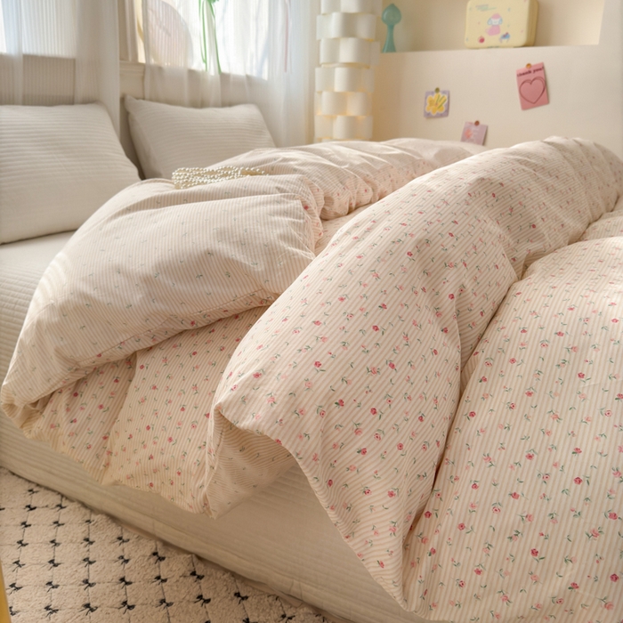 91家纺网 家纺一手货源 找家纺 清雅福 2025全棉13372小清新四件套和单被套早春系列第二批--单被套 朴之风