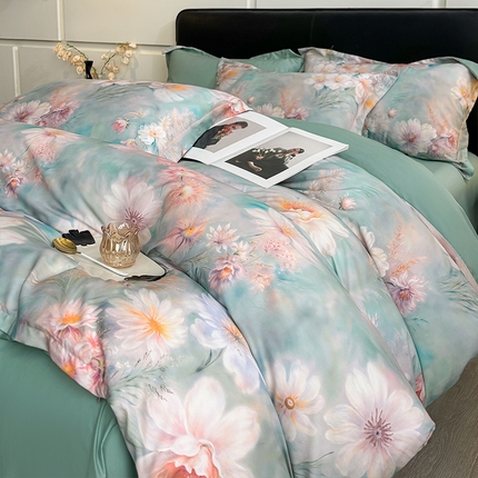 91家纺网 家纺一手货源 找家纺 （总）帛美家纺 2025新款40S莱赛尔天丝棉数码印花四件套（提供买家秀）