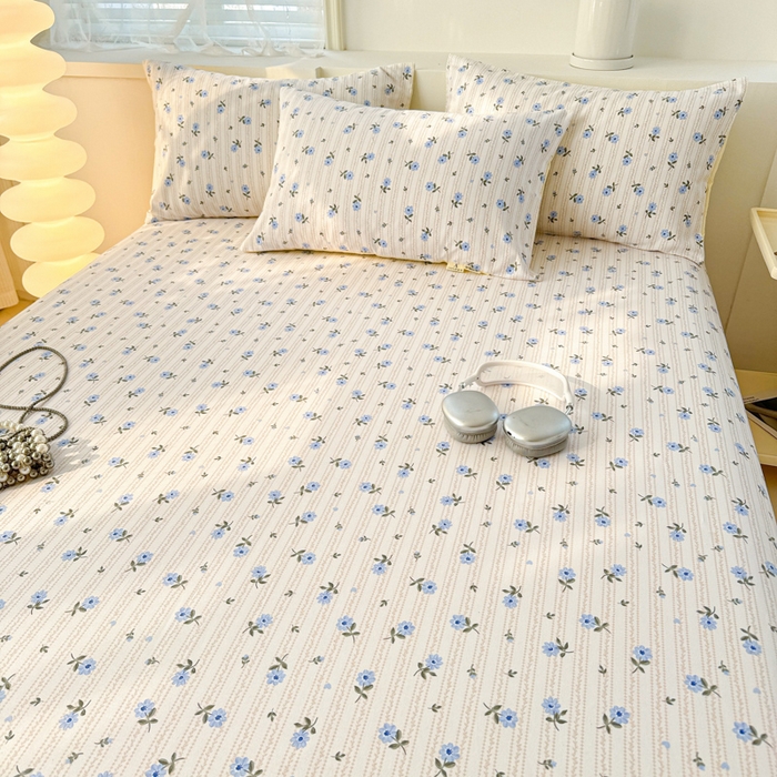 91家纺网 家纺一手货源 找家纺 眠博士2025新款全棉老粗布床单 老粗布床单-小兰花