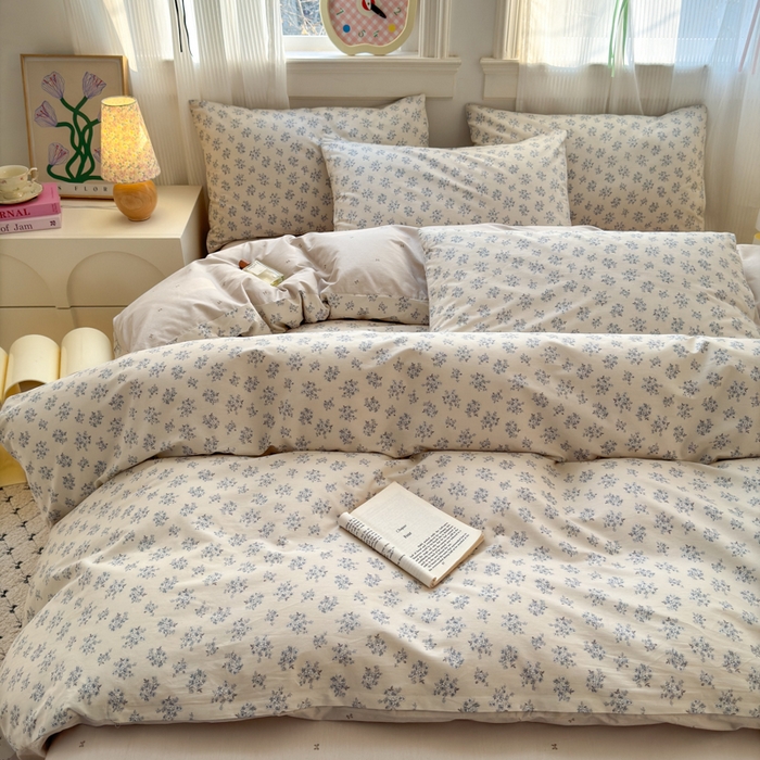 91家纺网 家纺一手货源 找家纺 清雅福 2025全棉13372小清新四件套和单被套早春系列第二批--四件套 芭莎夫人