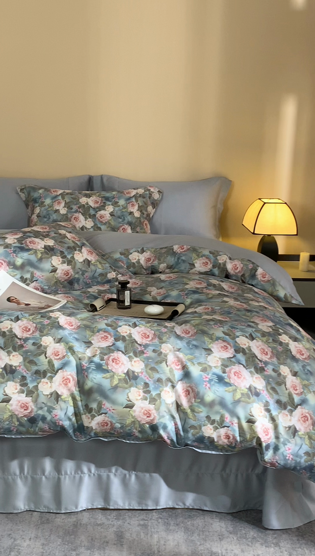 91家纺网 家纺一手货源 找家纺 顾家家居 2025新款莱塞尔数码印花四件套 遥花