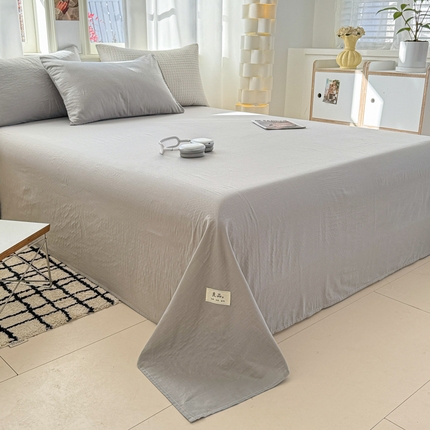 91家纺网 家纺一手货源 找家纺 眠博士2025新款全棉双层纱床单 双层纱床单-暮色灰