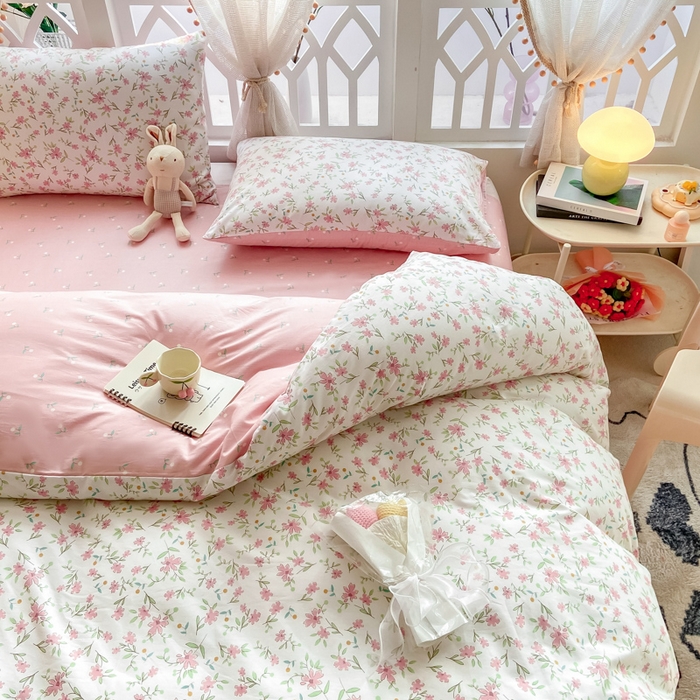 91家纺网 家纺一手货源 找家纺 帅露家纺 2025开春新品全棉喷气13070小清新印花纯棉全棉四件套 点点