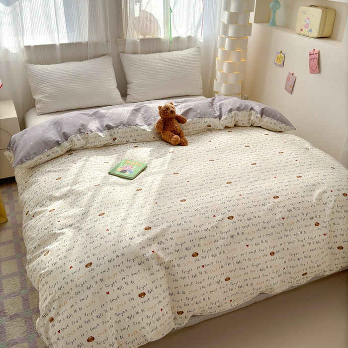 91家纺网 家纺一手货源 找家纺 清雅福 2025全棉13372小清新四件套和单被套早春系列第二批--单被套 甜心奶泡