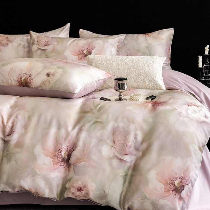 91家纺网 家纺一手货源 找家纺 立奥被业 2025新款60S数码印花四件套四件套 微澜-紫