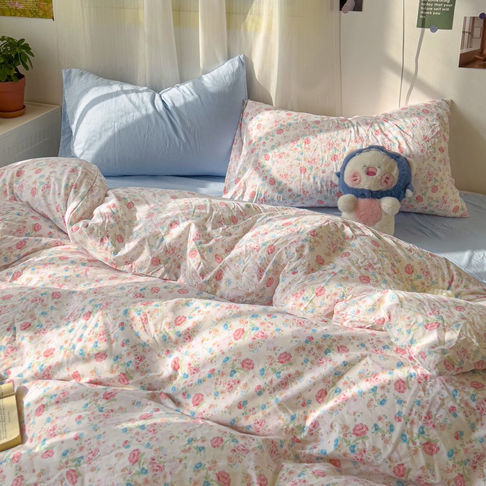 91家纺网 家纺一手货源 找家纺 仟人梦 2025新款水洗棉印花四件套 蔷薇岛屿