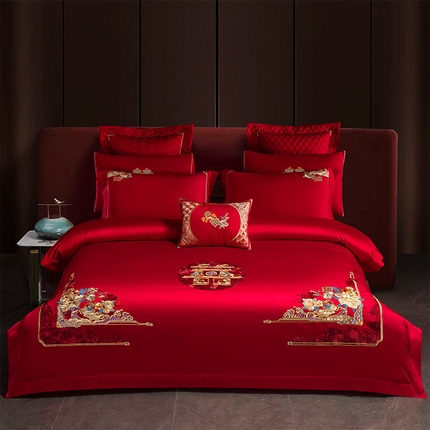 91家纺网 家纺一手货源 找家纺 （总）美娘阁 2025新款A版长绒棉提花B版长绒棉刺绣婚庆多件套