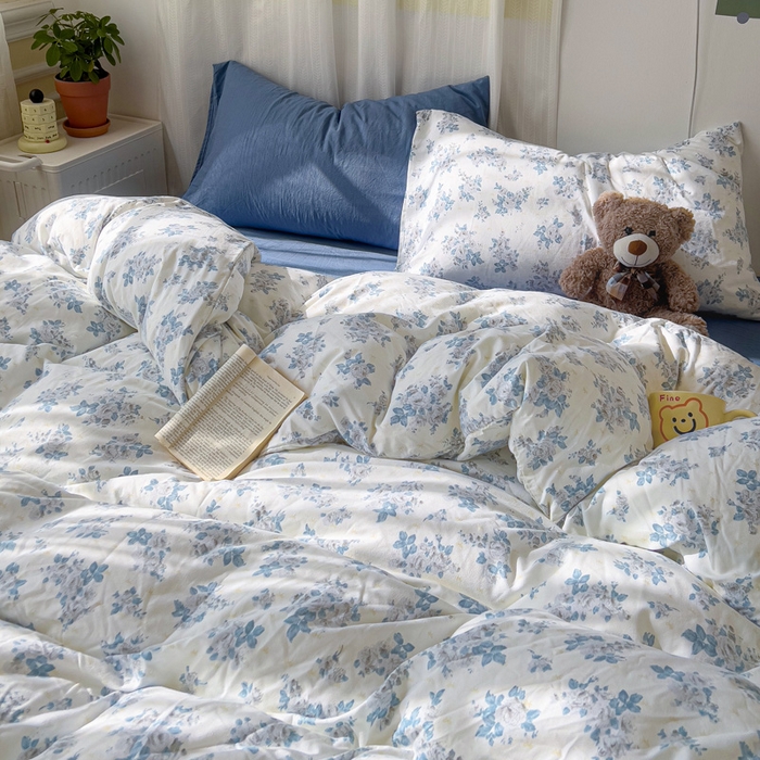 91家纺网 家纺一手货源 找家纺 仟人梦 2025新款水洗棉印花四件套 嫣语花开