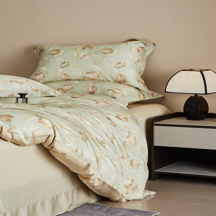 91家纺网 家纺一手货源 找家纺 顾家家居 2025新款莱塞尔数码印花四件套 媞雅