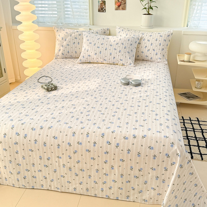 91家纺网 家纺一手货源 找家纺 眠博士2025新款全棉老粗布床单 老粗布床单-小兰花