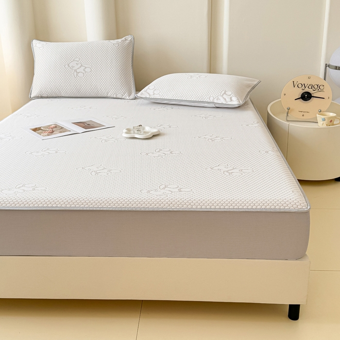 91家纺网 家纺一手货源 找家纺 小萌虎 2025新款冰豆豆凉席 床笠款 咖色