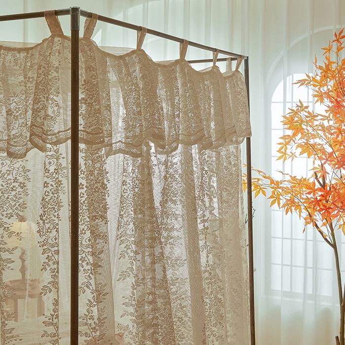 91家纺网 家纺一手货源 找家纺 902落地宫廷蚊帐 玫瑰庄园-奶油杏