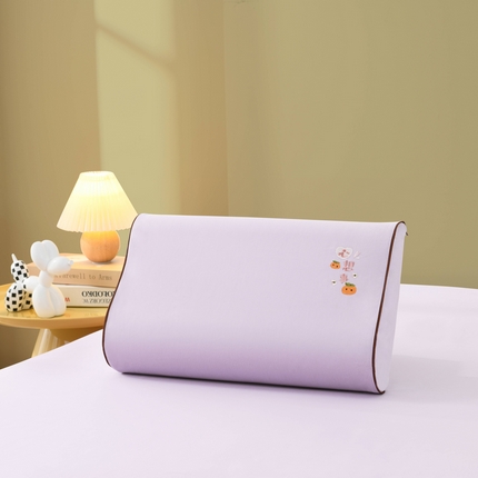 小猫派 2025新款磨毛全棉刺绣乳胶枕套纯棉儿童记忆枕芯套加厚吸汗成人颈椎枕套 心想事成紫